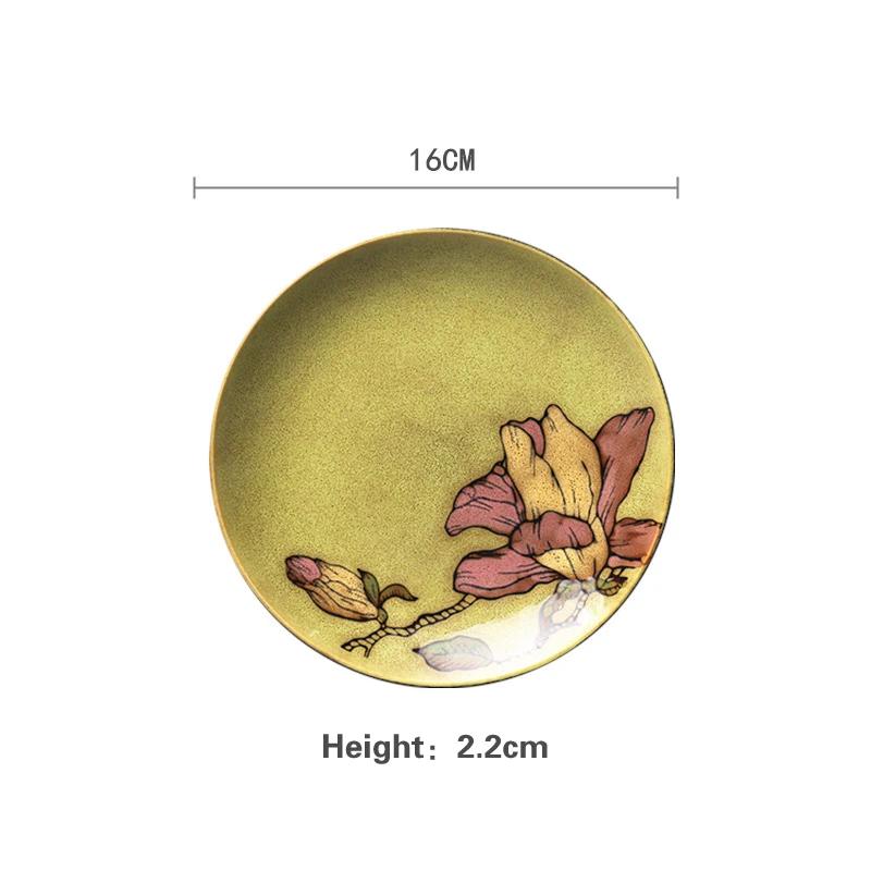 5-7-Zoll-Knochenteller Kreatives handbemaltes unterglasurfarbenes Keramikgeschirr Kaltes Gericht Obst Dim Sum Teller Snack Haushaltsgeschirr