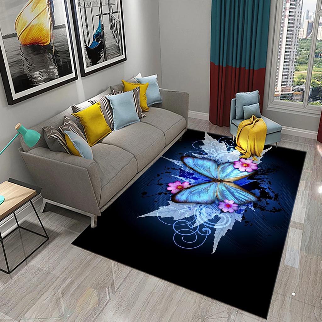 3D Colorful Butterfly Flower Carpet Entrance Door Mat Indoor Carpets Bedroom Decor Living Room Floor Mats Bathroom Non-slip Rug