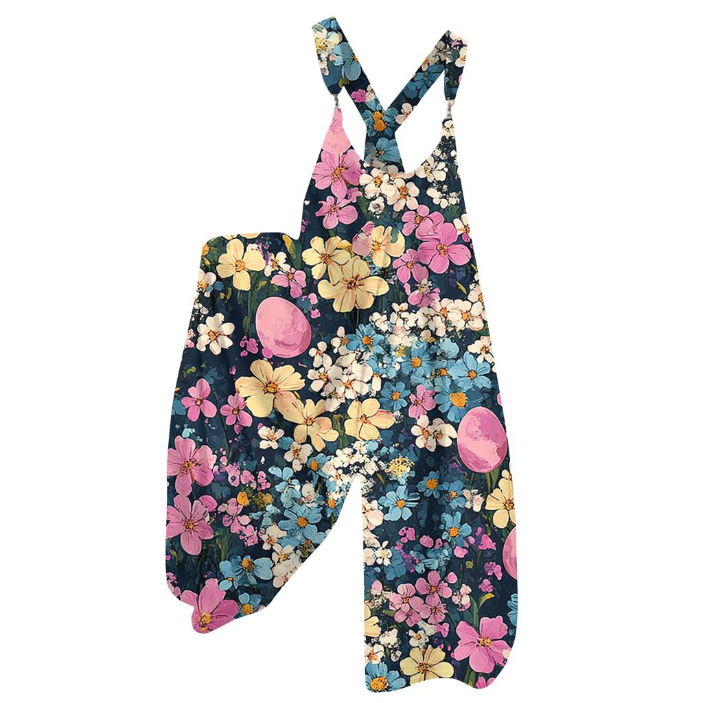 Women's  Overalls  Print Vintage Jumpsuit (Non-Adjustable Straps)