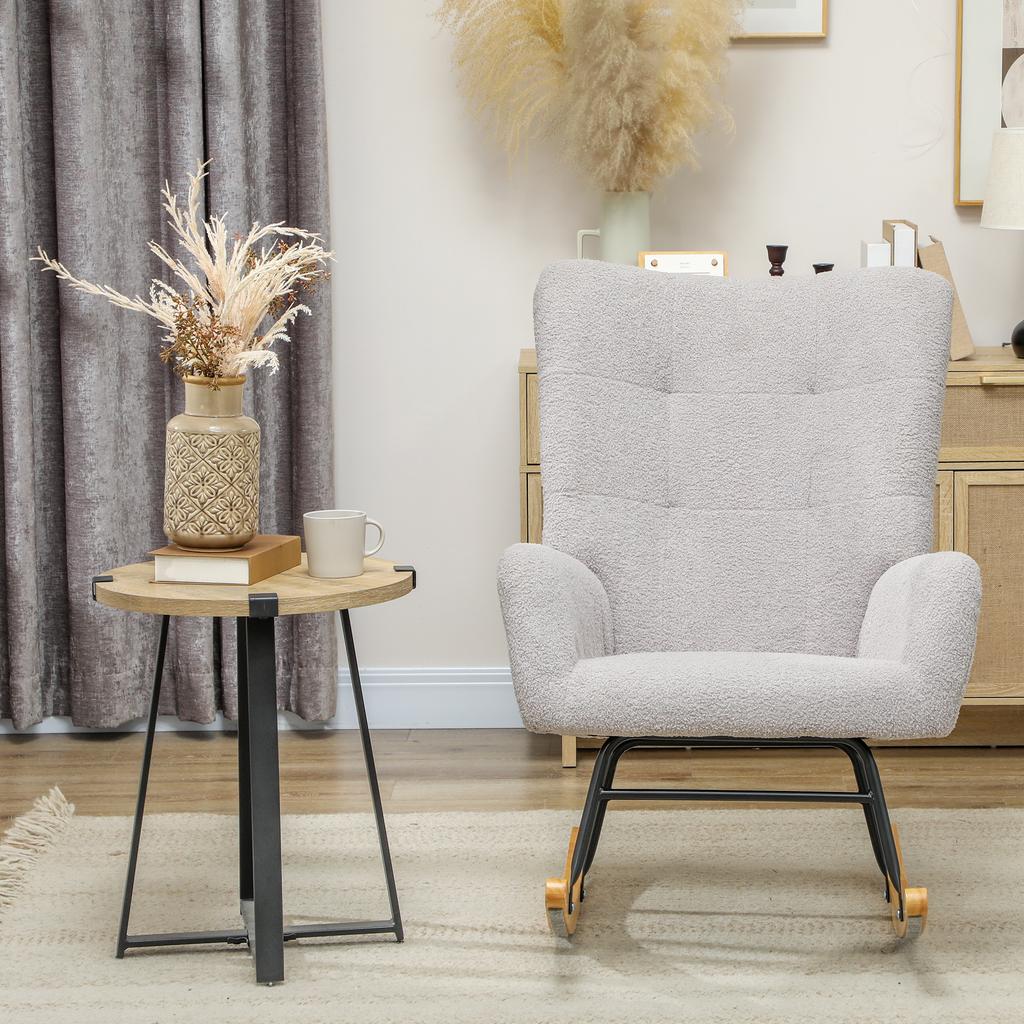 Rocking Chair, Cozy Cover, Thick Padding, Light Grey