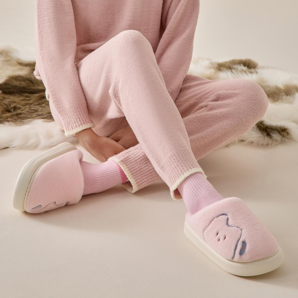 Cartoon Women Home Slippers Plush Warm Thick Bottom Slides Cute Soft Non-slip Slippers Indoor Outdoor Men Casual Slippers
