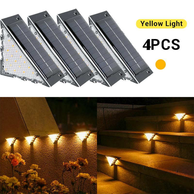 Outdoor Solar Railing Lights Deck Stair Waterproof Lamp for Garden/Pathway, Warm White Step Decoration Light with Auto Sensor