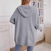 Long Sleeve Hooded Knit Cardigan Sweater Women Vintage Loose Button Front