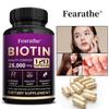 Integratore Complesso di Biotina Fearathe, 25000mcg, Collagene Marino, Cheratina e Bambù, 120 Capsule