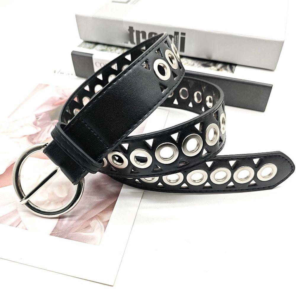 Punk Wide Waistband Metal Buckle Y2K Girl Waistband Retro PU Leather Belt Outdoor