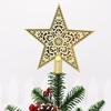 15cm Electroplated Gold Christmas Tree Top Star Ornament with Hollow Pattern