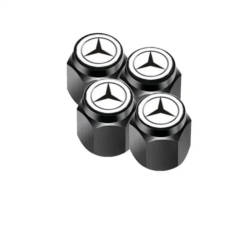 C200 E200 New 2025 For Mercedes Benz 4pcs Alloy Car Wheel Stem Air Valve Cap Tire Dust Cover Accessory For Mercedes Benz W222 W2