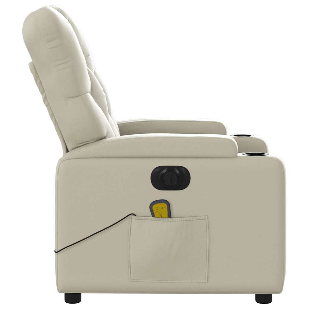 Electric Massage Chair Cream Faux Leather