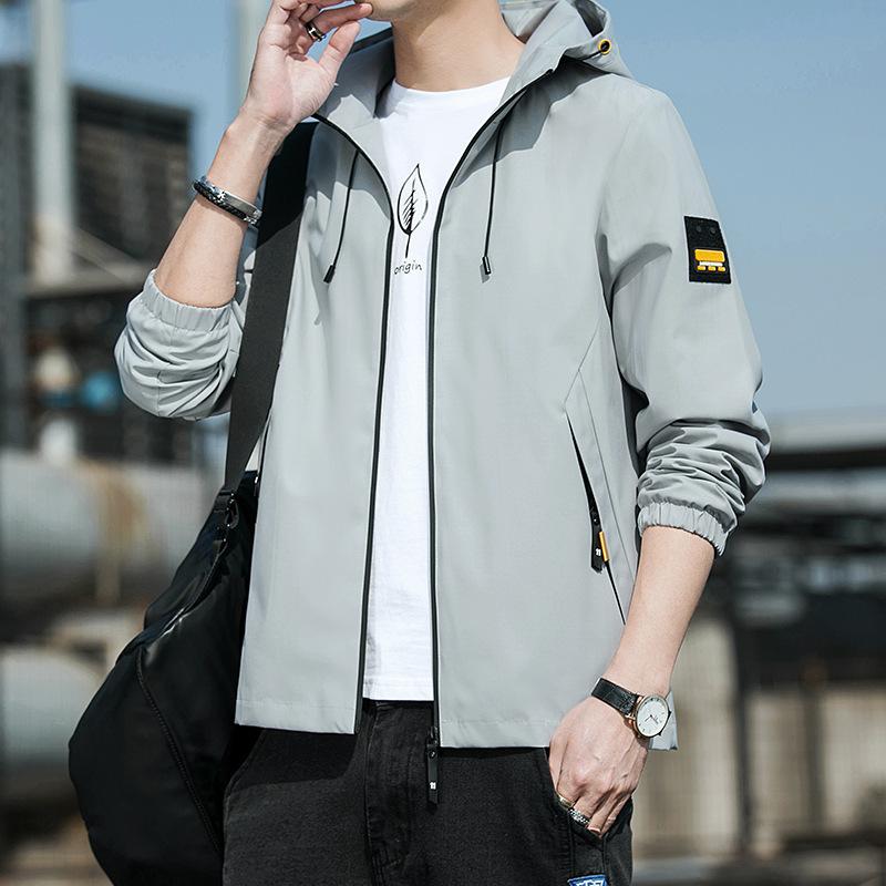 Men's Hooded Jacket Spring And Autumn Casual Windproof Jacket Trendy Workwear Windproof Waterproof Top