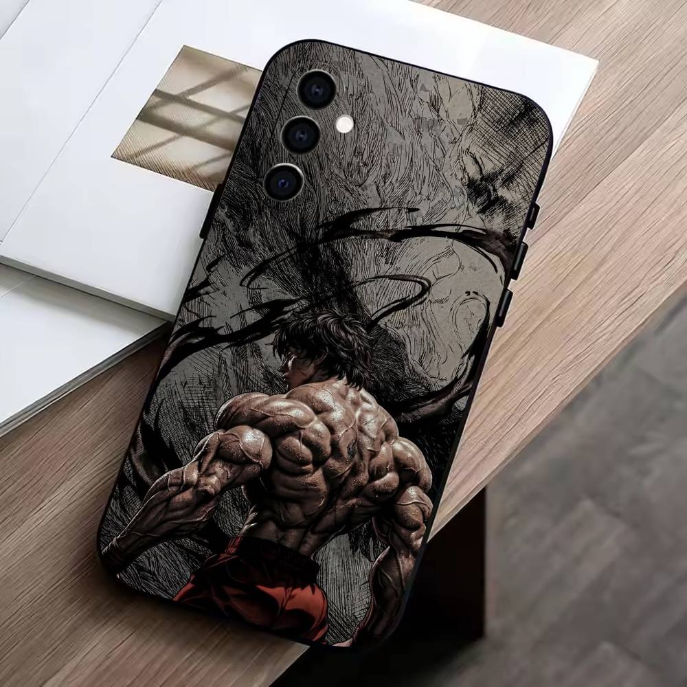 

Comic HH-Hanma Baki Phone Case Black Silicone Soft For Samsung Galaxy A73,A72,A71,A70,A53,A52,A51 Samsung a71 4g