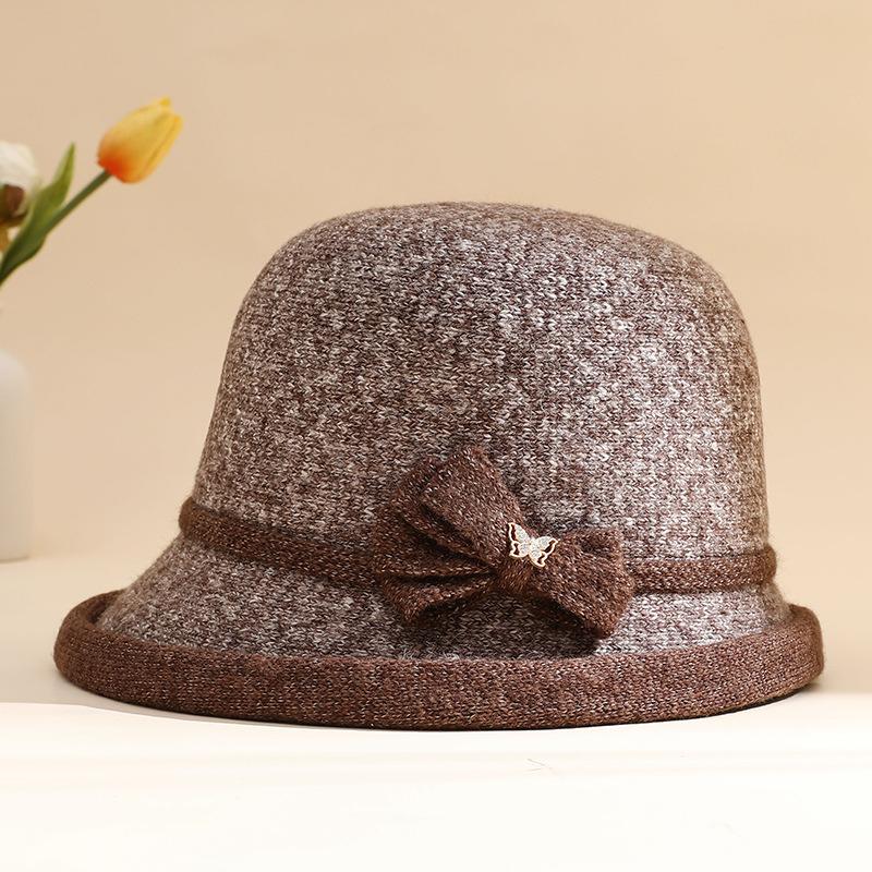 New Fashion Women's Hat Women's Autumn and Winter Versatile Basin Hat Medium Mother Crimping Top Hat Outdoor Casual Bucket Hat