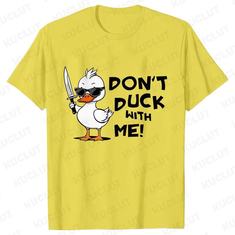 Summer Men's Fashion T-shirts Duck with Knife Print Men Casual Tee Shirts Short Sleeve Round Neck Tops Harajuku Streetwear