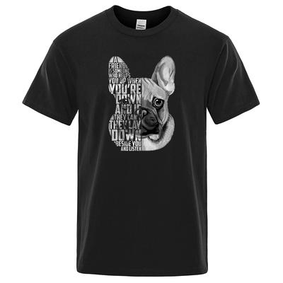 French Bulldog Quote Printed Male Tops Personality Fashion Streetwear Cool Short Sleeve Oversize O-Neck Mens T Shirts 71794