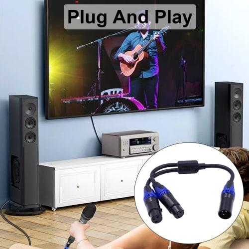 Poyiccot 30cm XLR Splitter Cable, 3-Pin XLR (Male) To 2-Female Y-Type Microphone Cable, DMX Cable Splitter Patch Cord for Microphone Recording, Profes