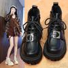 New Short Boots Thick-soled Martin Boots Women's Lace-up Round Head 2025 Internet Celebrity Autumn Versatile Muffin British Style Super Fire