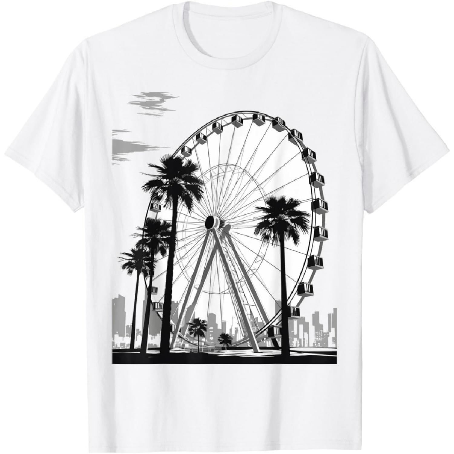 Футболка Колесо обозрения Карнавал Фестиваль Окружная ярмарка Парк развлечений(2) XXXXXL белый
