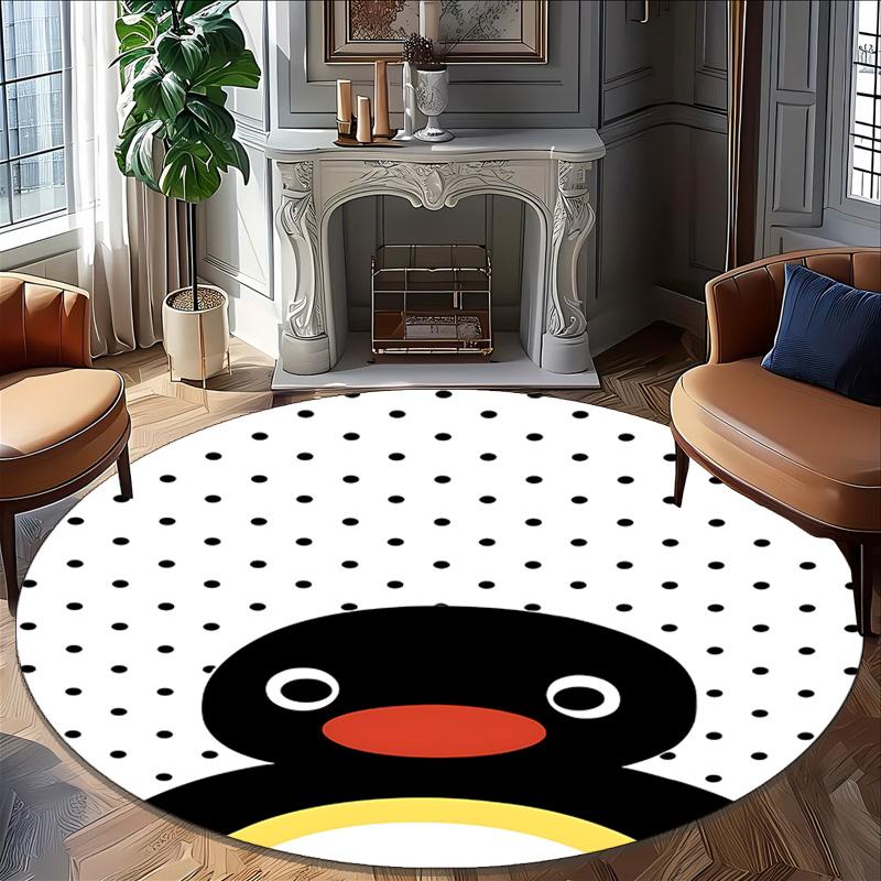 1pc Pingu2 Carpet, Round Rug, Comfortable, Suitable for Entryways, Living Rooms, Office, And Bedrooms, Christmas Decoration