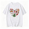 Christmas Heart Print Tshirt Holiday Design Featuring Gingerbread Unisex Candy Canes And Snowflakes Soft Crew Neck Casual Top