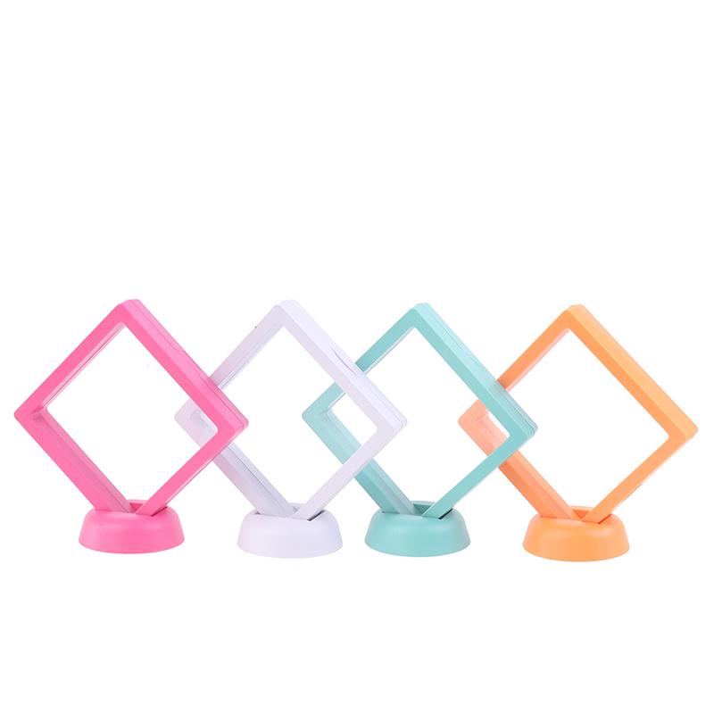 Colorful 3D Floating Picture Frame Shadow Box Jewelry Display Stand Ring Pendant Holder Protect Jewelry Stone Presentation Case