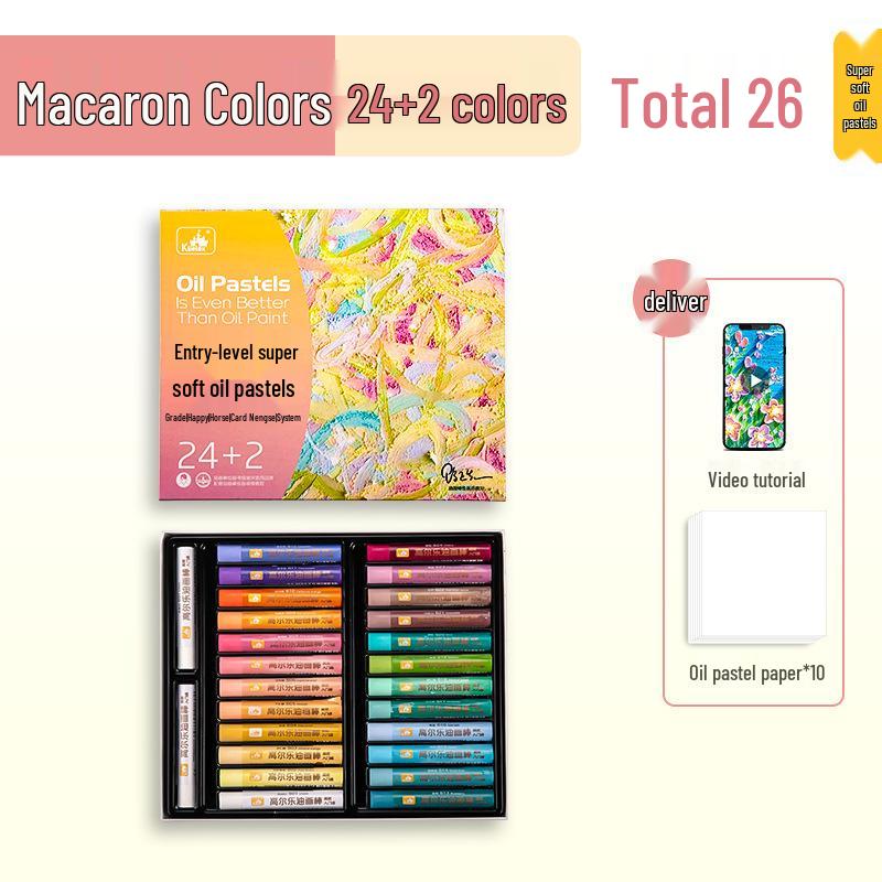 Gaole Super Soft Oil Pastels - Full Set (24/48 Colors), Classic Macaron for Kids, DIY Heavy Color Sticks