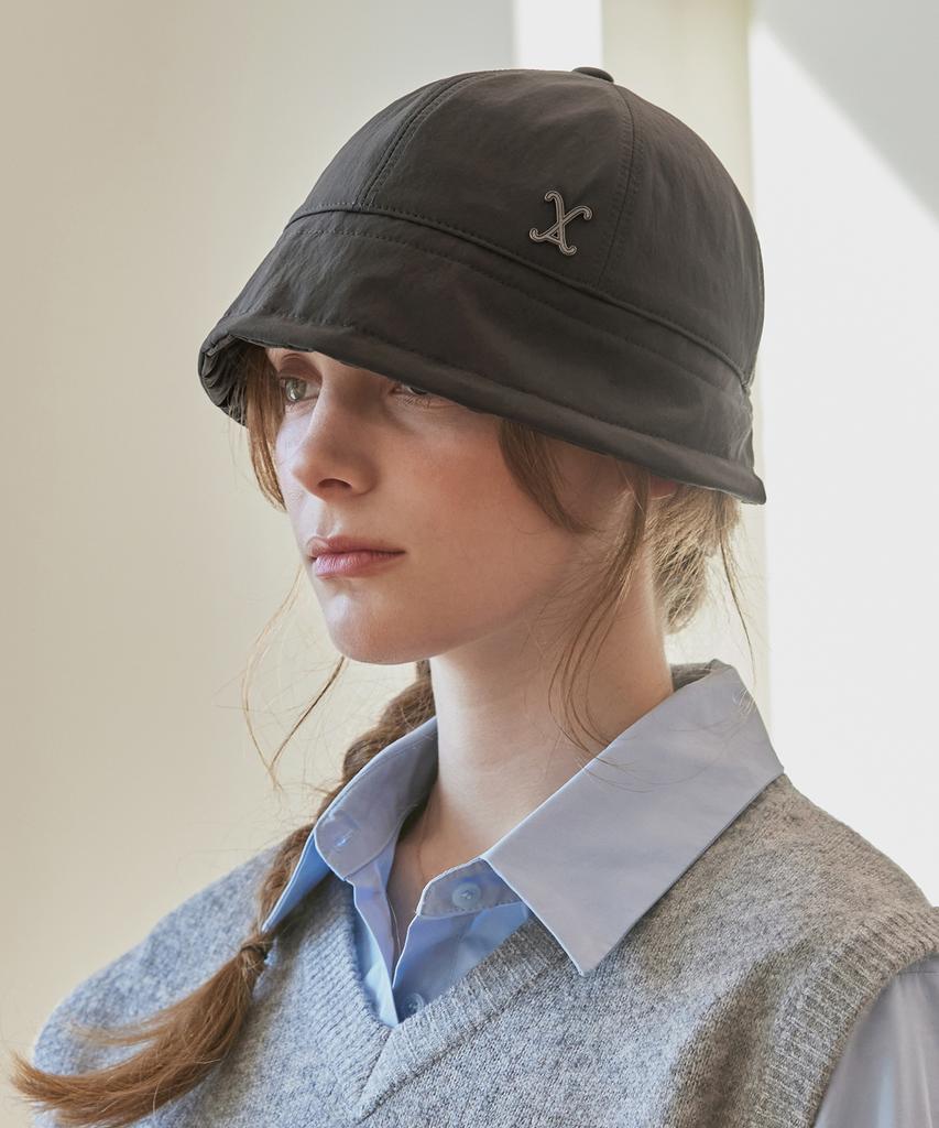 Bajal Va Curved Studded Nylon Bonnet Hat Charcoal
