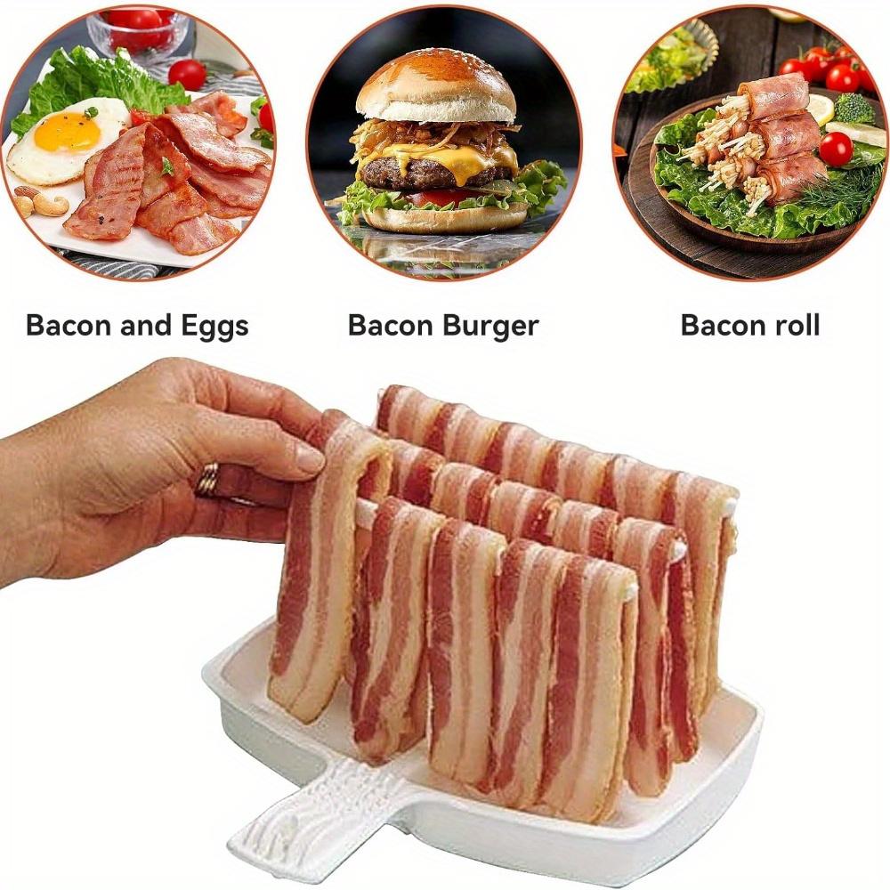 Microwave Bacon Rack, Reusable Tray, Oil Drainage, Healthier Crispy Bacon Cooker for Home, Outdoor, Commercial Use