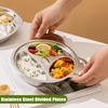 Divided Stainless Steel Plates for Adults and Children, Split Design, Durable, Easy to Clean, 3-Compartment Plates