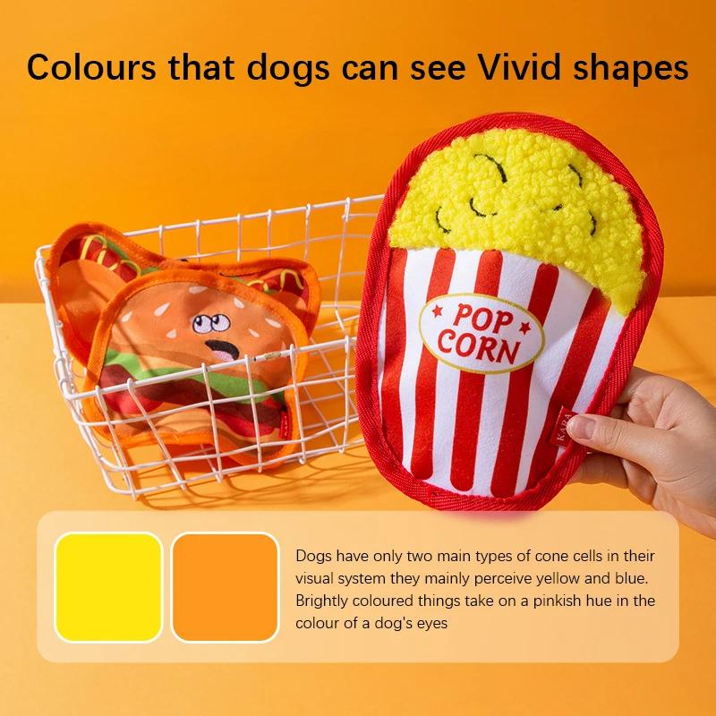 New Dog Toys Burger Fries Simulated Food Cats Dogs Gnaw Soothing Relieve Boredom Toy Teeth Grinding Bite Resistant Pet Products