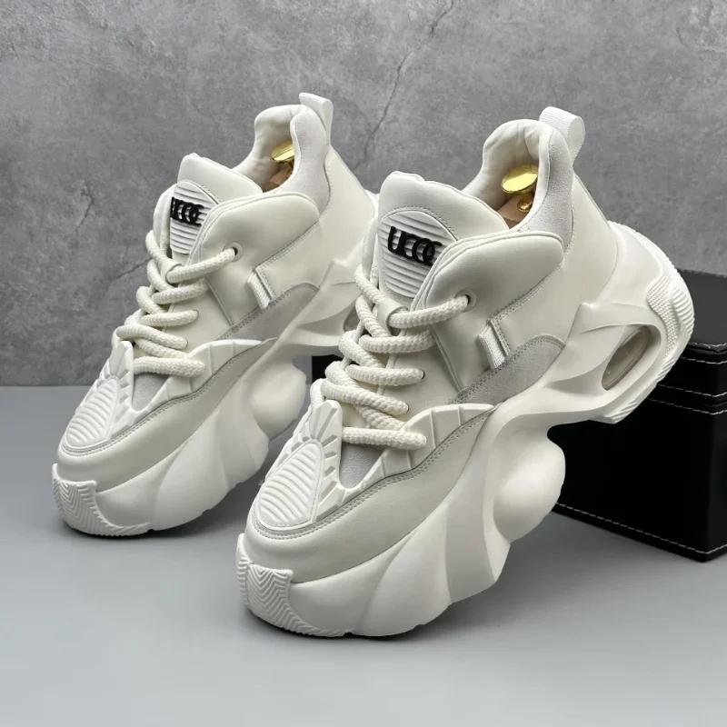 New fashionable versatile men's casual sports shoes trendy thick soled student height increasing shoes