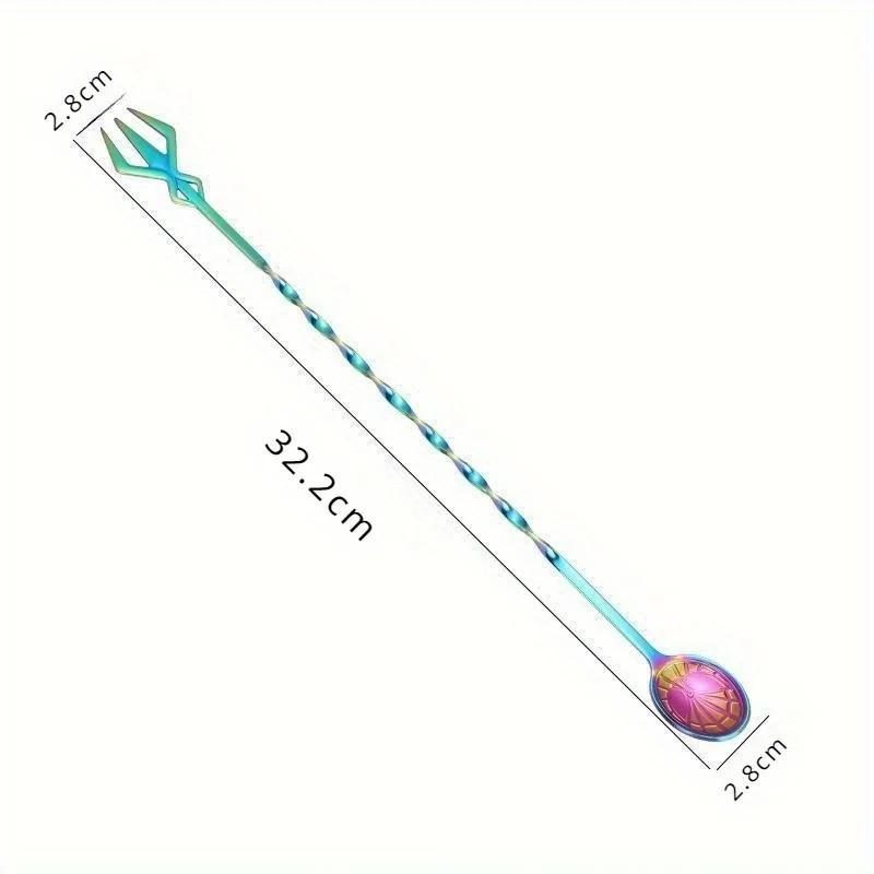 1/4 ks Koktejlová spirálová míchací lžíce s dlouhou rukojetí Vidlička Nerezová ocel Míchací tyčinka na whisky Barové muddlery Kuchyňské barové doplňky