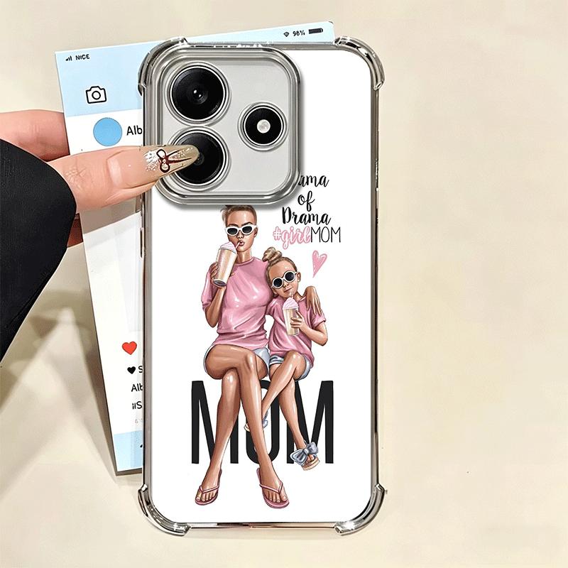 Baby Mom Girls Plating Phone Case For Xiaomi Redmi Note 14 15 Pro Plus 13 12 11 11S 11T 10 9S 9 5G Anti-Fall Airabag Cover