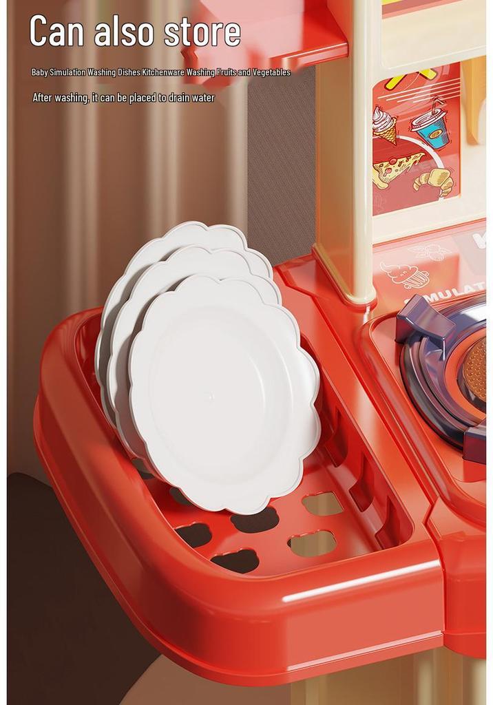 Playhouse Kitchen & Dining Table Set with Spray Light – Realistic Cooking Toys for Girls.