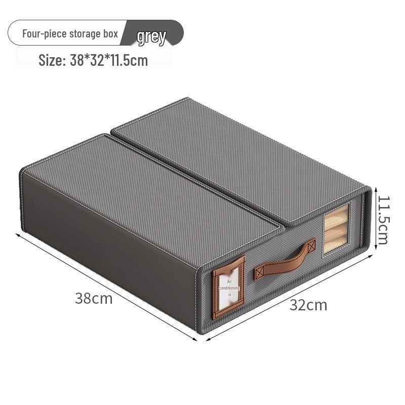 Upgraded Non-woven Four-Piece Bedding Storage Box Set with Leather Handles