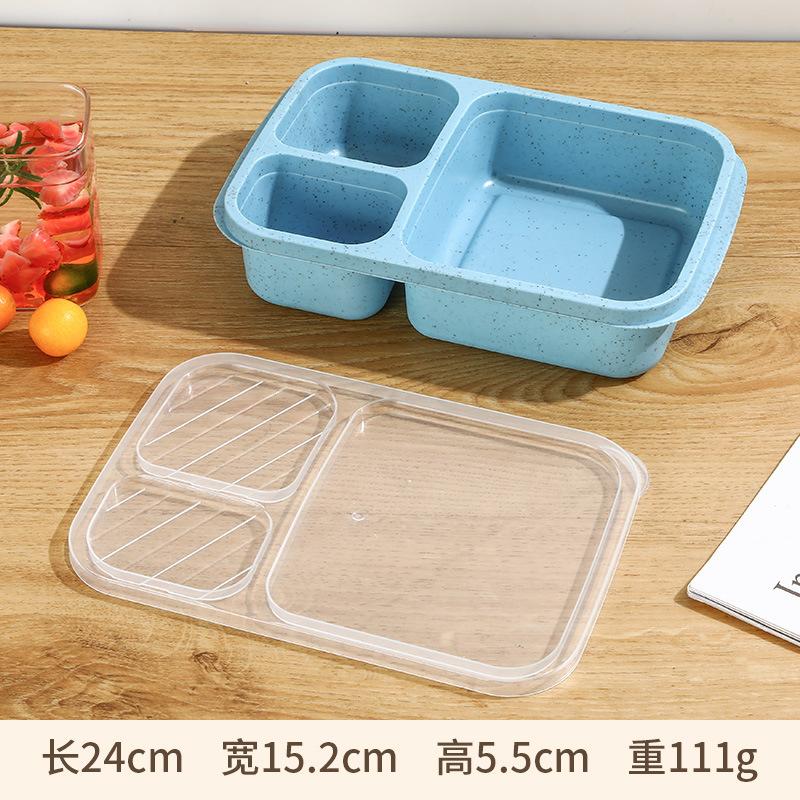 Cutie de prânz din paie de grâu, etanșă, cu 3 grile, cu capac, Camping, picnic, portabil, din plastic, pentru depozitarea alimentelor și fructelor, cutie Bento pentru copii