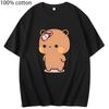 Cute Dudu Was Threw Flip T-Shirts Flops By Bubu Since He Teases Bubu Graphic Shirt Kawaii Panda Bear Women Men Cotton Tees