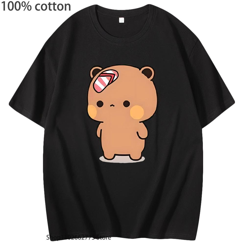 Cute Dudu Was Threw Flip T-Shirts Flops By Bubu Since He Teases Bubu Graphic Shirt Kawaii Panda Bear Women Men Cotton Tees