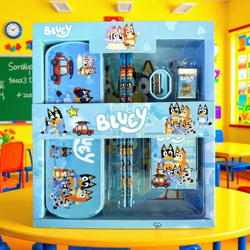 

Bluey Portable Stationery Set Present Box Kids School Supplies With Crayons For Toddlers Primary Students Birthday Christmas Present