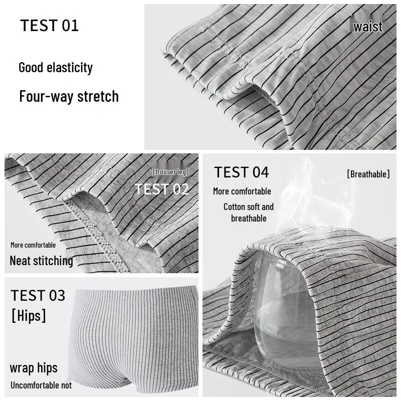Langsha Men's Pure Cotton Boxer Briefs 4-Pack