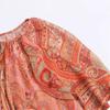 Long Sleeve Loose Fit Round Neck Blouse With Ruffle Detail Floral Print Streetwear Casual Top Women