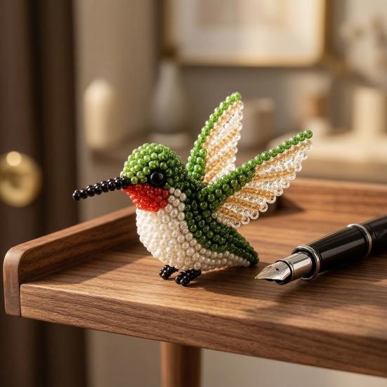Kit de Broderie cu Mărgele Pasăre DIY, Kit de Meșteșug cu Mărgele Animale 3D, cu Accesorii Colorate cu Mărgele, Proiect Drăguț de Meșteșug cu Pasăre din Mărgele pentru Adulți și Adolescenți Cadou Creativ