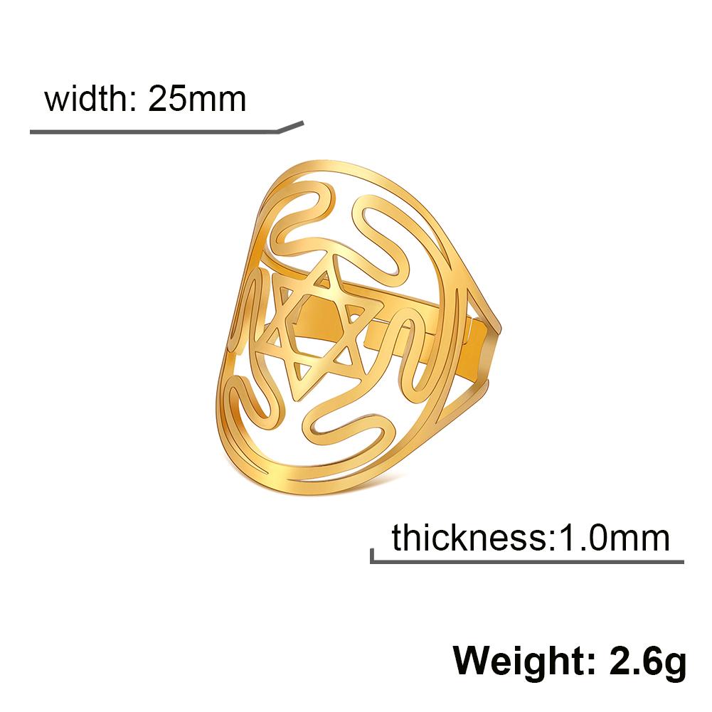 Dawapara Wheel of Hecate Symbol Adjustable Ring Star of David Religious Amulet Pagan Goddess Wiccan Gift Stainless Steel Jewelry