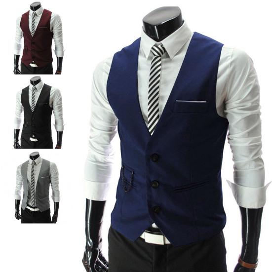 Sleeveless Pockets Simple Suit Vest 