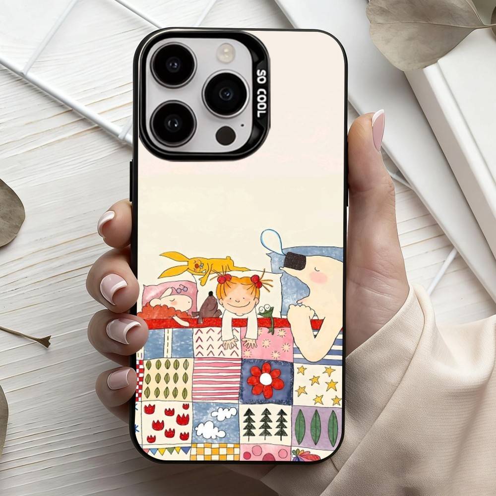 C-COCO-chanS Cute Cartoon Art Phone Case For iPhone17,16,15,14,13,12,11 Plus,Pro Max Black Candy silver phone case