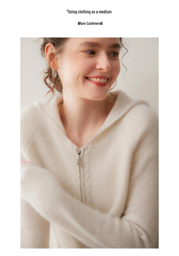 Cardigan Pull Manteau à Capuche en Cachemire pour Femme