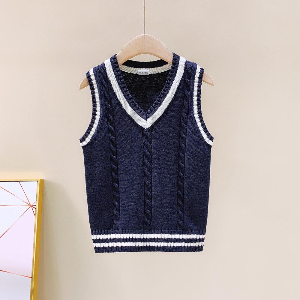 

Unisex Knitted School Vest: Warm Student Uniform for Spring & Autumn 140 cm