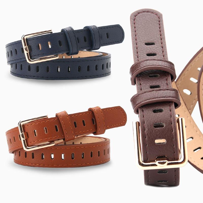 Trendy Women's Punch-Free Hollow Faux Leather Belt - Versatile Thin Belt for Dresses and Waist Decoration.