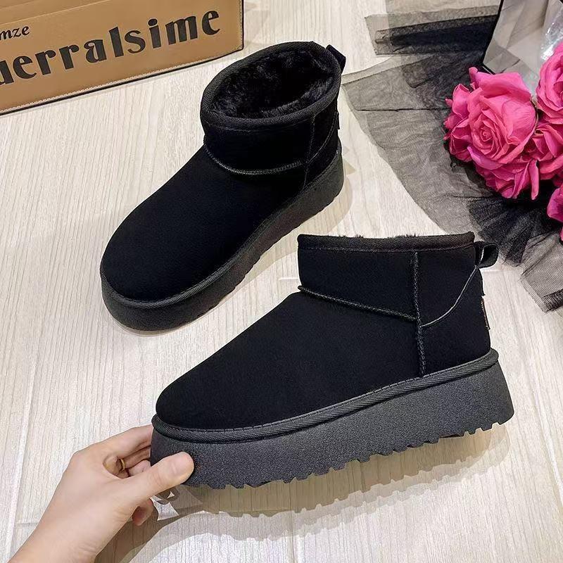 Snow Boots Women's Velvet Thickened Warm Winter Non-slip Waterproof Boots Outdoor Medium Tube Thick-soled Women's Cotton Shoes