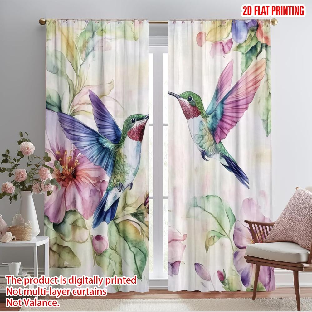 

2 шт., 2D печать на плоскости Популярные шторы Гармония колибри Универсальный полиэстер (без удилища) Наружные украшения для дома & 52.50×116.00 CM 2pcs
