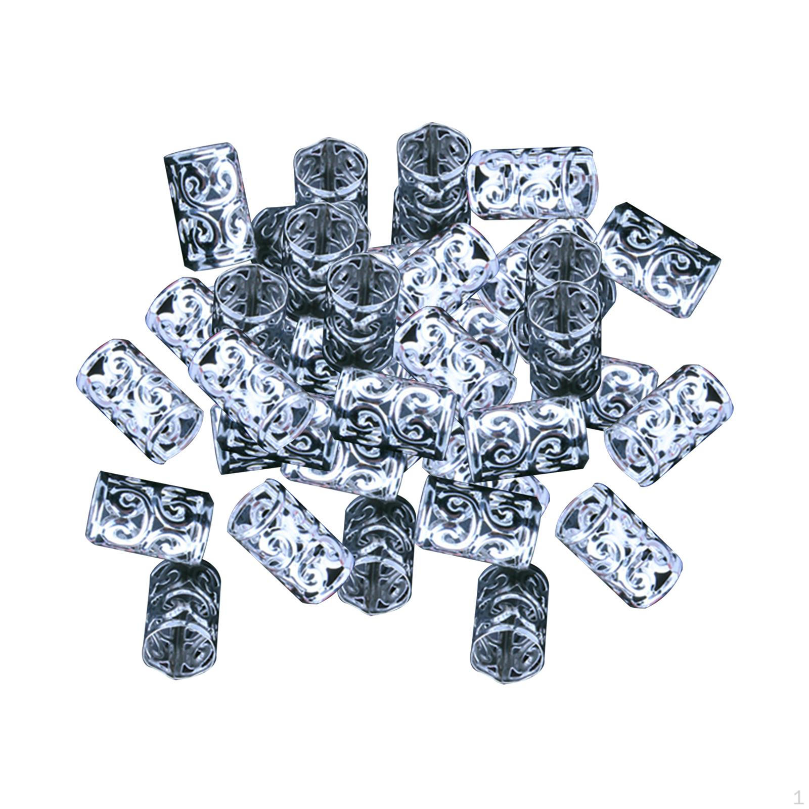 Коллекция колец для волос для косичек и дредов - Упаковка 100 шт. серебряный