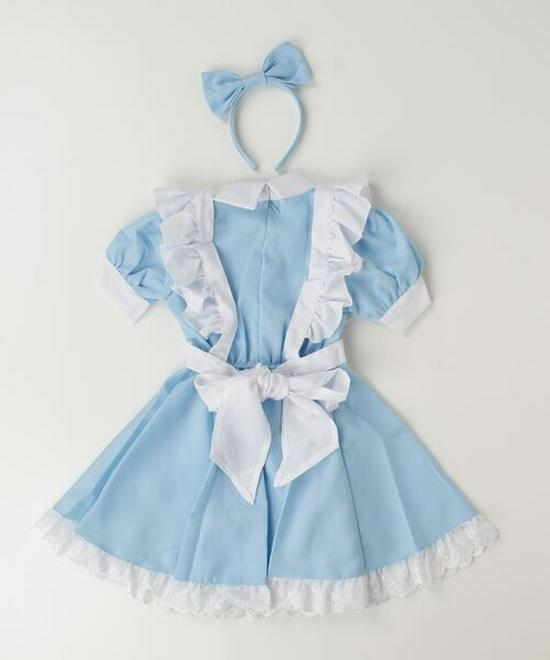 Alice In Wonderland Blue & White Maid Costume with Headband - Girls' Birthday Princess Dress